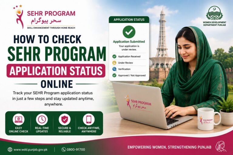 SEHR Program application status check online guide banner for Punjab women