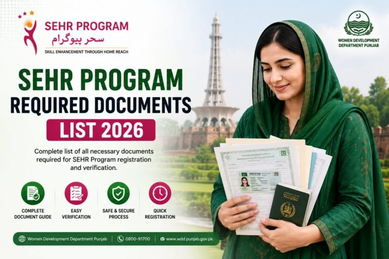 SEHR Program documents list 2026 checklist for Punjab women applicants